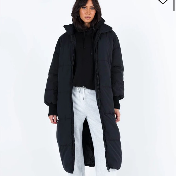 Abe Longline Puffer Jacket Black - Picture 1 of 6